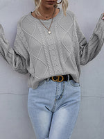 Load image into Gallery viewer, Cable Cropped Sweater Crew Lightweight N5Z500
