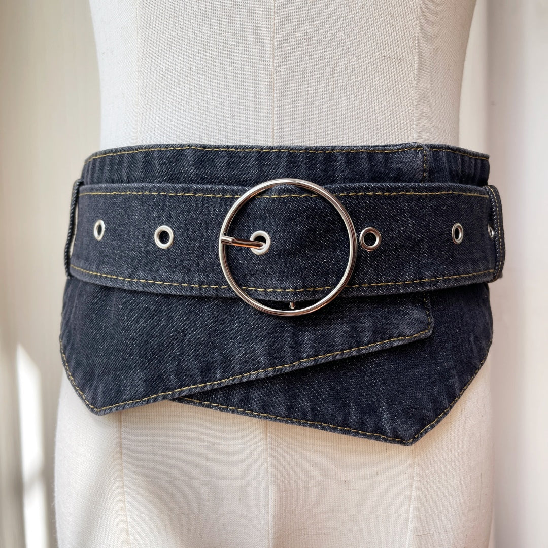 Wide Denim Waist Belt Women Corset Waist  N6H338