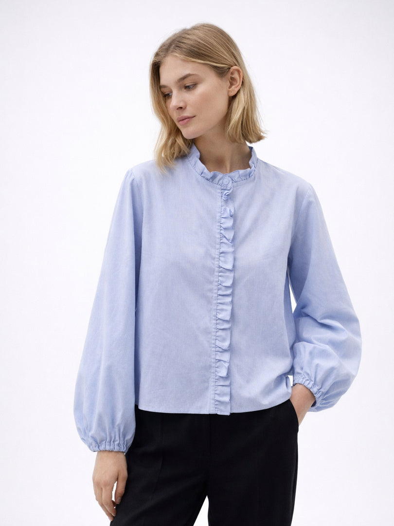 Ruffle Detail Poplin Crop Shirt Women N6C103