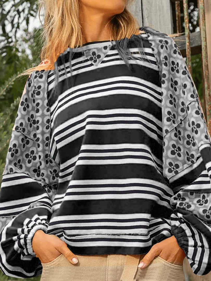 Block Print Sweatshirt Long Mid Weight Options N5Z797