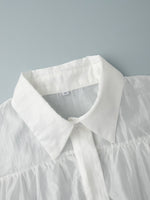 Load image into Gallery viewer, French Satin Flounce Sleeve Lightweight Blouse Women N6D037