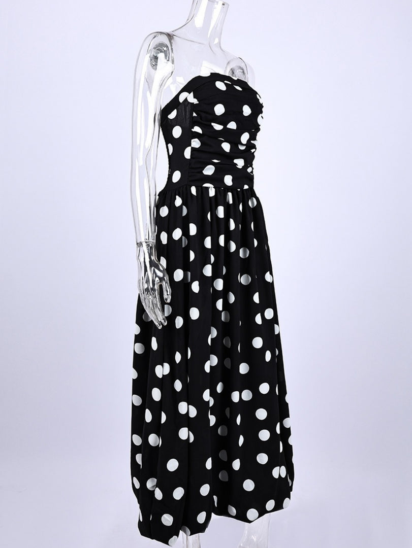 Polka Dot Strapless High Waist Bodycon Dress N6E168