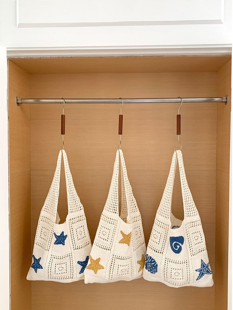Knit Beach Bag Women Octopus Starfish N6C052