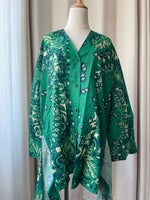 Load image into Gallery viewer, Green Paisley V-Neck Bell Sleeve Dress N6F258