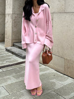 Load image into Gallery viewer, Cardigan Slip Skirt Knit Set Long Ultra Heavy N5Z432
