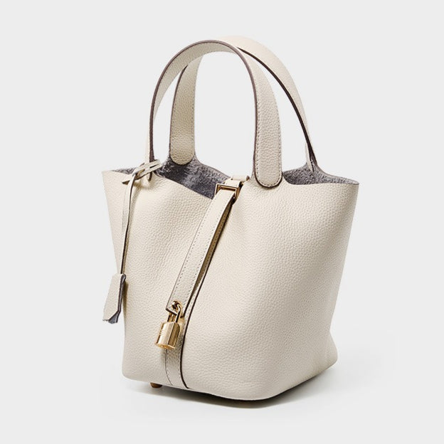Genuine Leather Bucket Bag Handheld Shoulder Purse N6F148