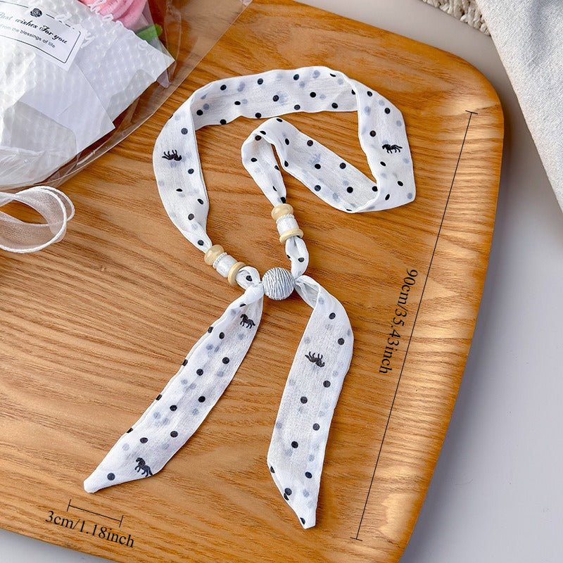 Womens Colorful Polka Dot Pony Scarf Necklace N6K274