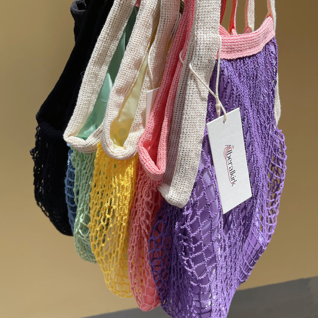 Cotton Linen Handwoven Foldable Shoulder Mesh Tote N6G131
