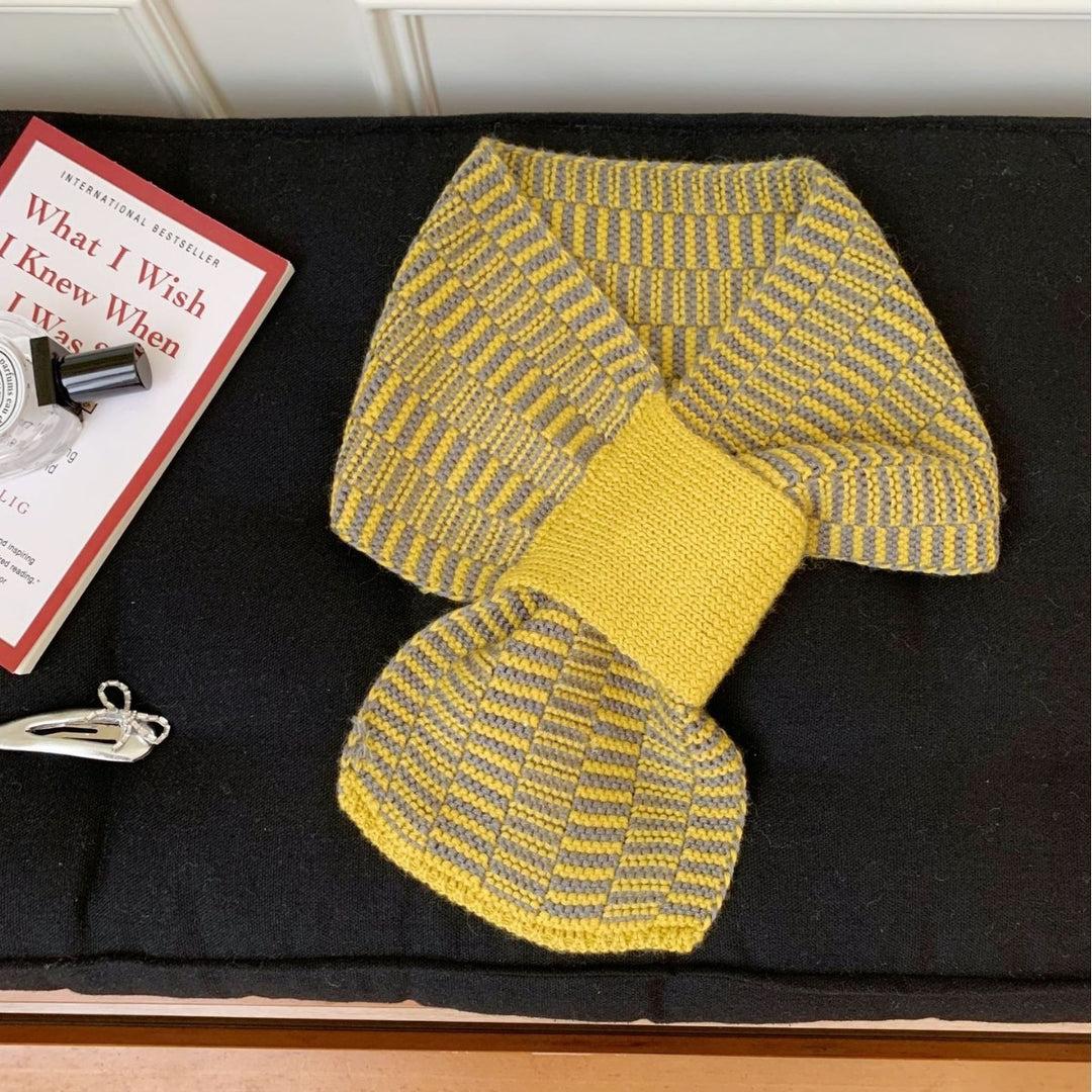 Vintage Stripe Knit Scarf Women Wool Blend N6H312