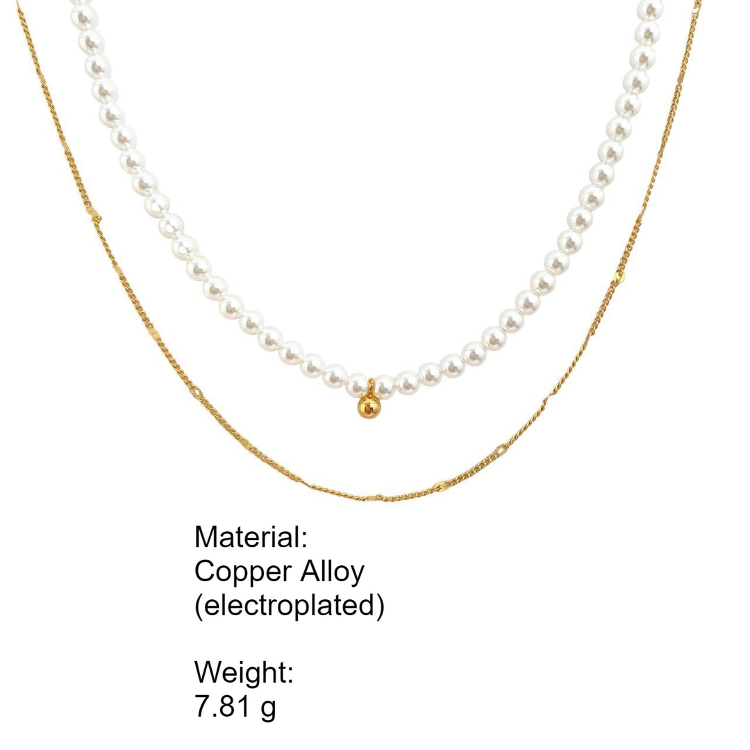 Double Layer Pearl Choker Necklace Women Fresh Elegant N6H159