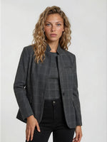Load image into Gallery viewer, Check Mandarin Collar Blazer Women N6C119