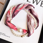 Load image into Gallery viewer, Womens Pearl Magnetic Clasp Slim Scarf N6K256