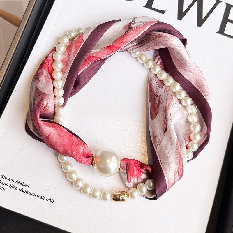 Womens Pearl Magnetic Clasp Slim Scarf N6K256