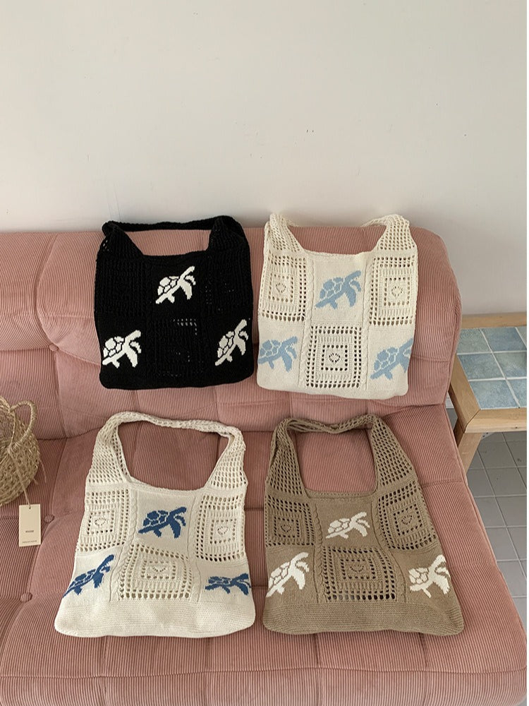 Crochet Turtle Openwork Shoulder Bag Women N6C050