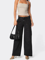 Load image into Gallery viewer, Cargo Wide Leg Jean Rivet Detail Mid-Weight N5Z169
