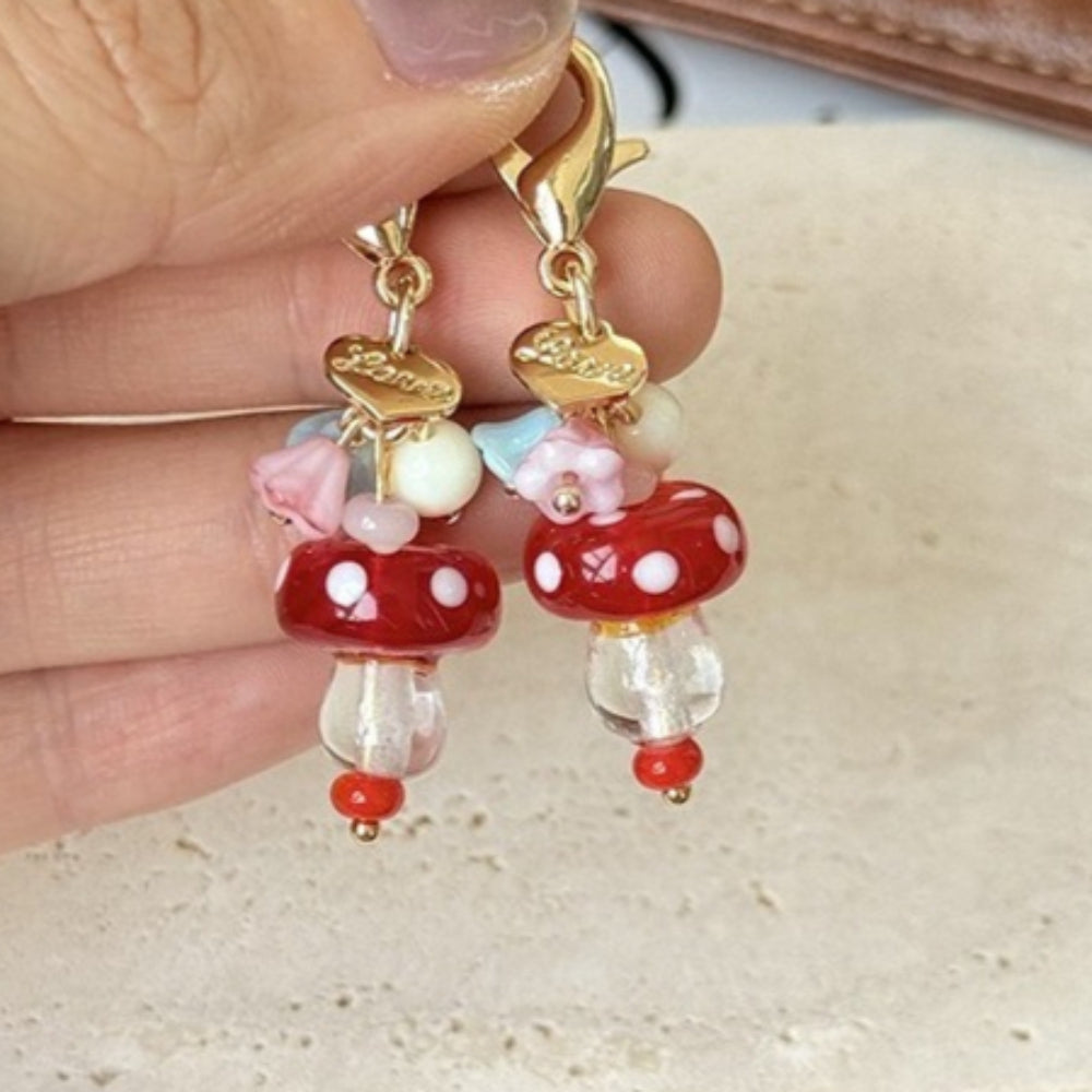Handmade Red Mushroom and Flower Charm N6D047