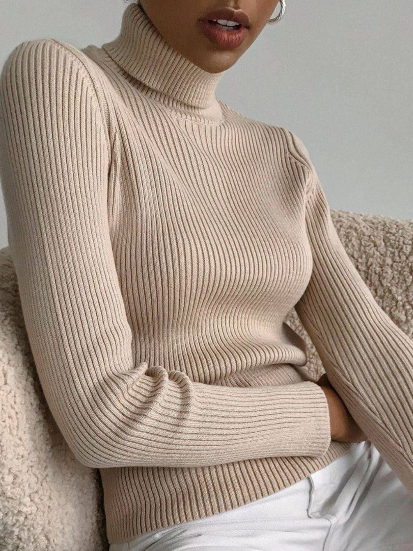 High Neck Knit Base Layer Top Women Slim Fit N6H320