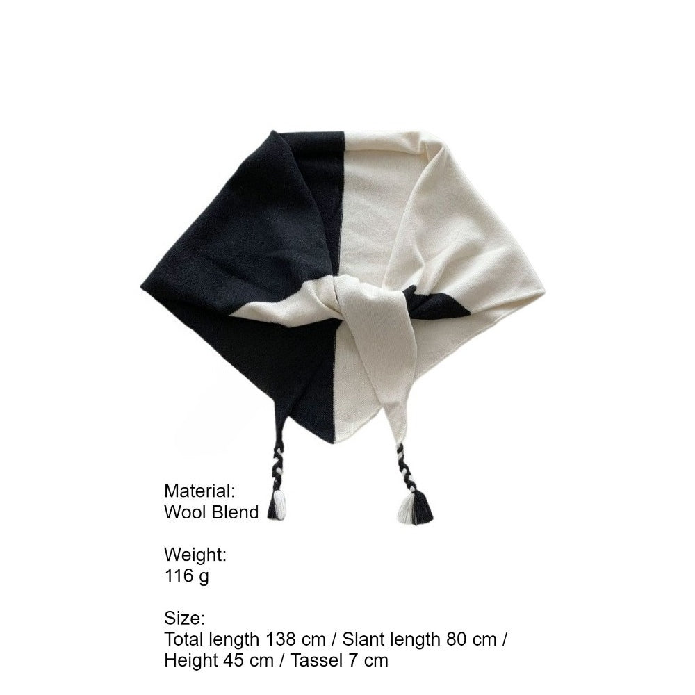 Colorblock Wool Blend Triangle Scarf Shawl Women N6H248