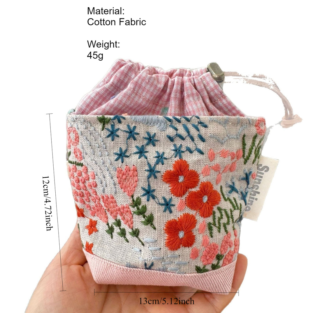 Heavy Embroidery Fabric Earphone Pouch Travel N6F175