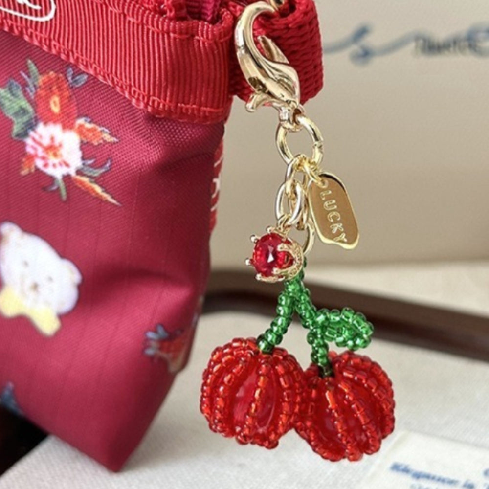 Handmade Cherry Bead Coin Purse Charm N6D045