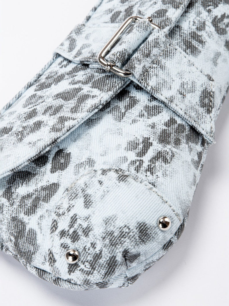 Distressed Leopard Print Asymmetric Hobo Bag Women N6C311