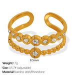 Load image into Gallery viewer, Celestial Leaf Ring Titanium Steel Pearl Crystal S5P047
