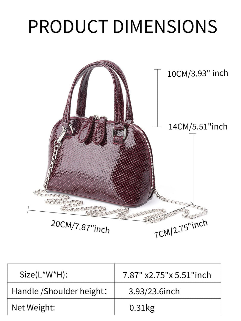 Burgundy Stone Texture Shell Bag Women N6C036