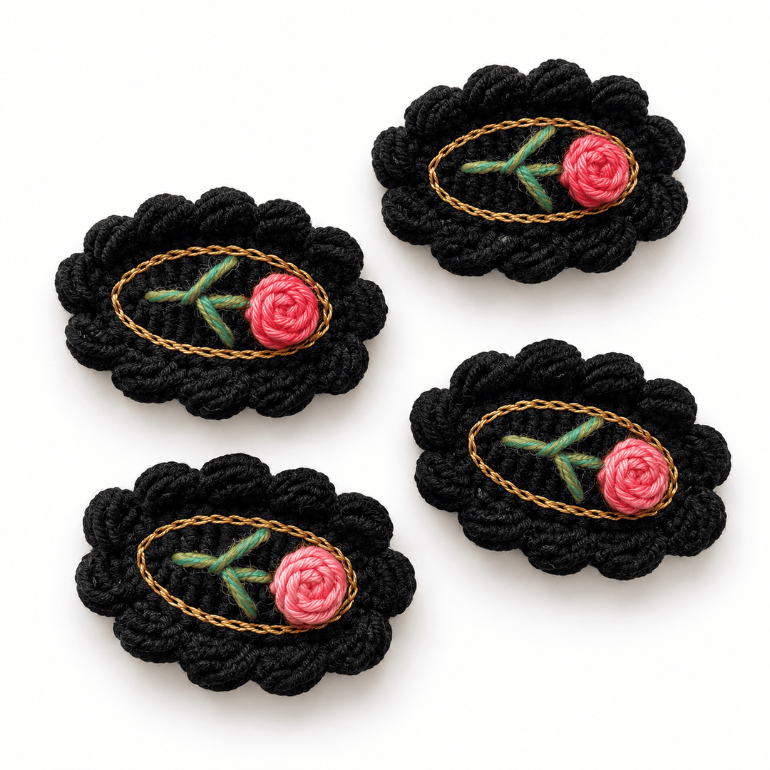 Womens Handmade Knit Rose Hair Clip N6K314