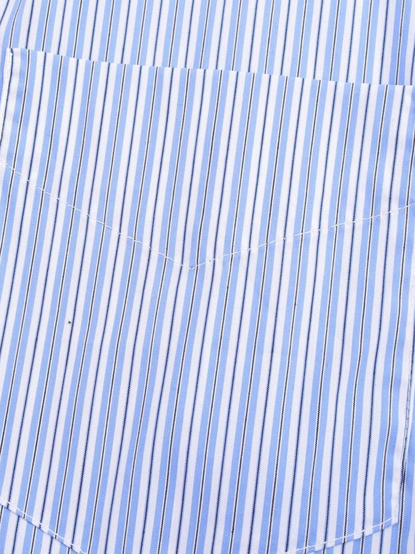 Striped Spliced Shirt Open Front Casual N6C093