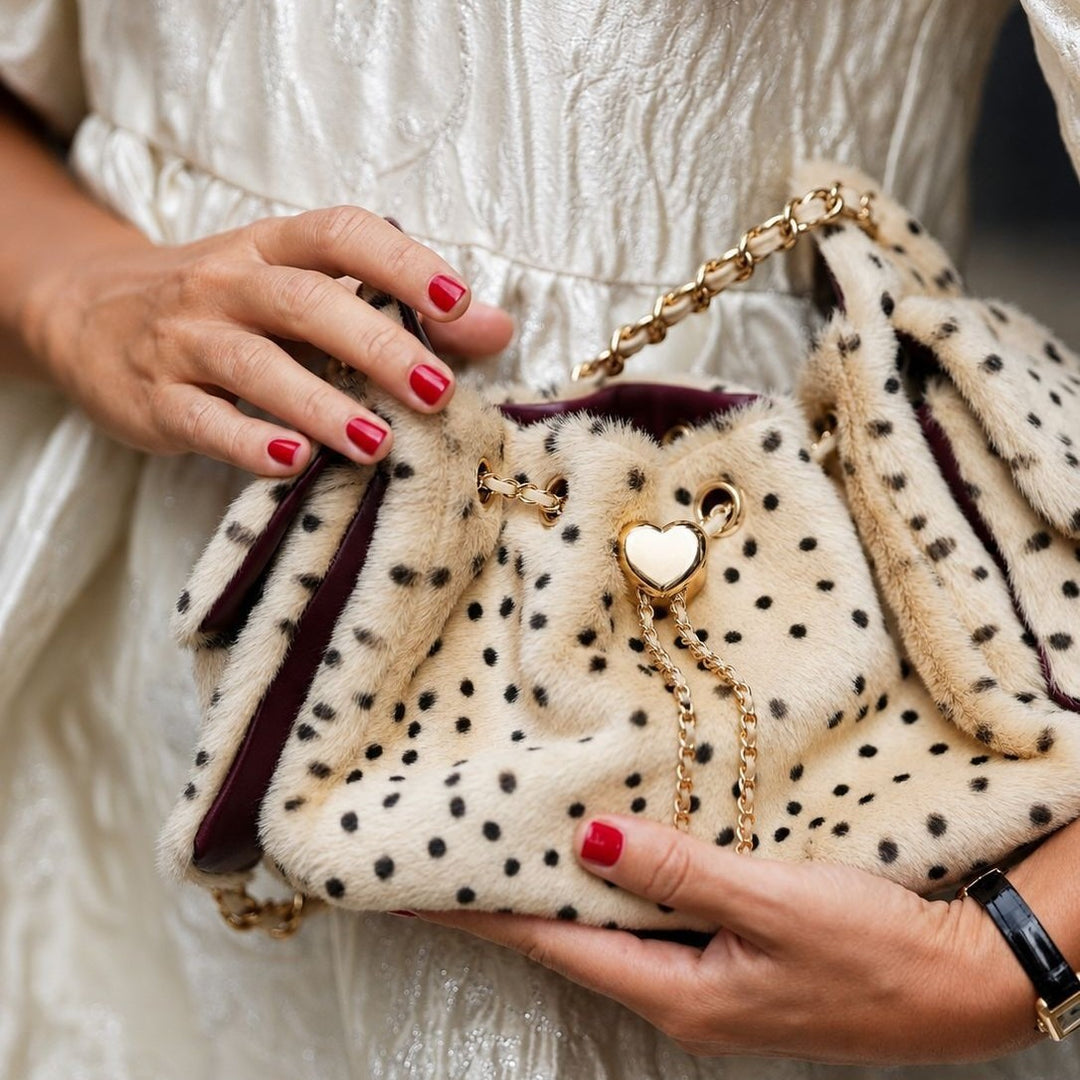Women's Plush Leopard Print Chain Bucket Bag N6J115