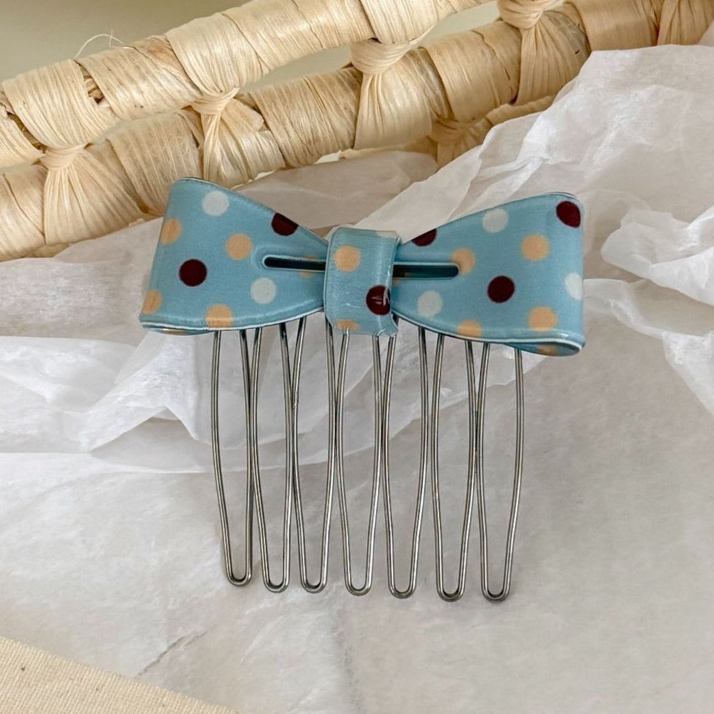Polka Dot Bow Hair Comb Non Slip Bangs Styling Tool N6F071