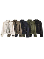 Load image into Gallery viewer, Casual Stand Collar Jacket Twisted Knot Floral Sleeve N6H123