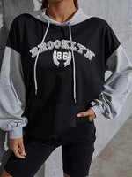 Load image into Gallery viewer, Color Block Letter Hoodie Mid Weight Dark Gray N5Z532
