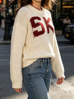 Load image into Gallery viewer, Off-White Chunky Knit Letter Jacquard Pullover Women N6G148