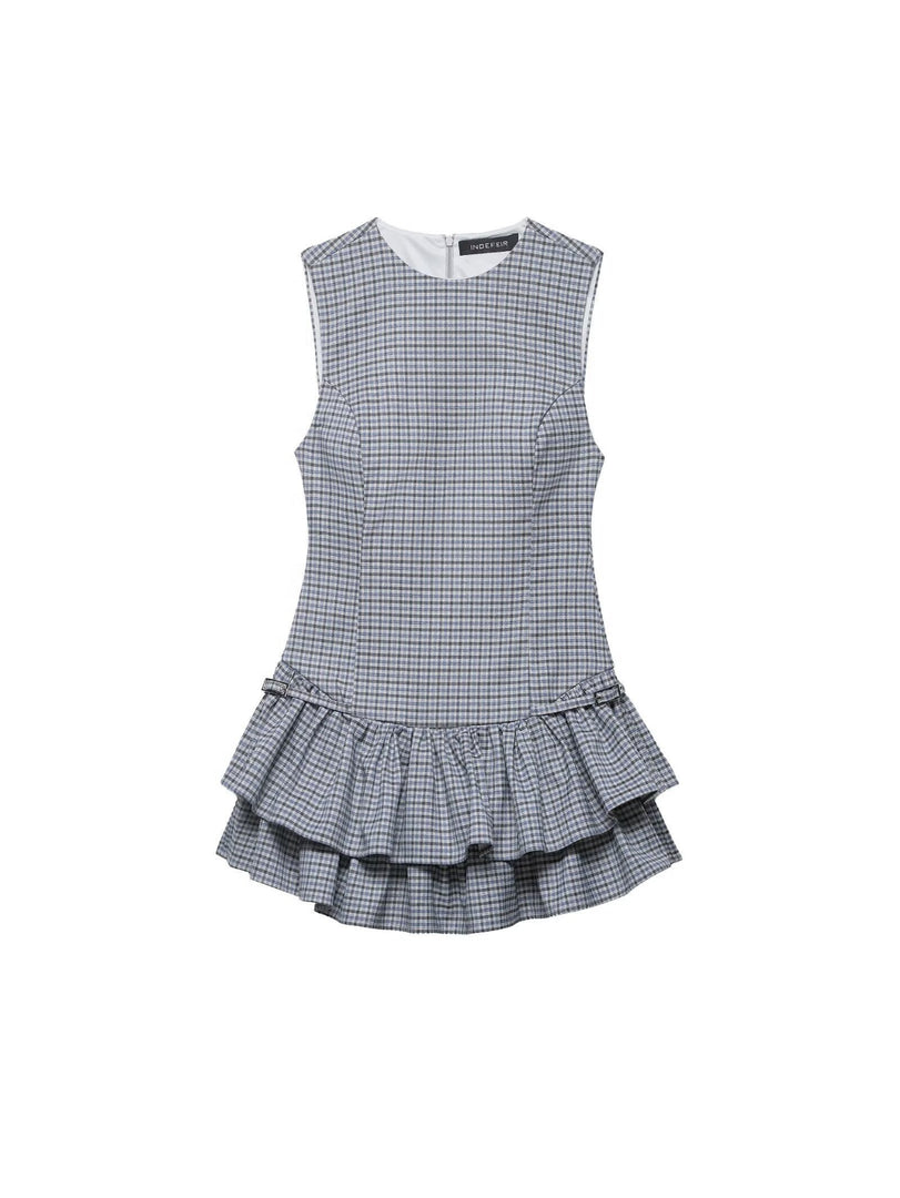 Layered Gingham Dress Women N6D126