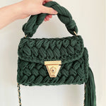 Load image into Gallery viewer, Handwoven Crochet Solid Shoulder Bag Tassel Purse N6F095