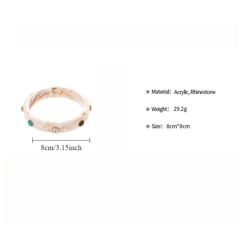 Acrylic Bracelet Rhinestone Colorful Cuff Bangle N6F045