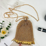 Load image into Gallery viewer, Retro Gold Metal Mesh Phone Purse Crossbody N6E028