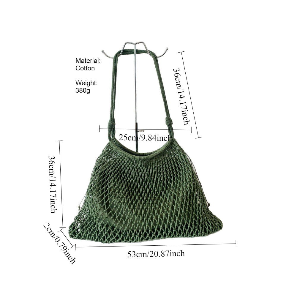 Handwoven Cotton Net Bag Beach Tote Large Capacity N6F146
