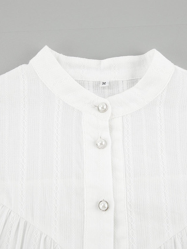 Simple Puff Sleeve Shirt Women N6C137