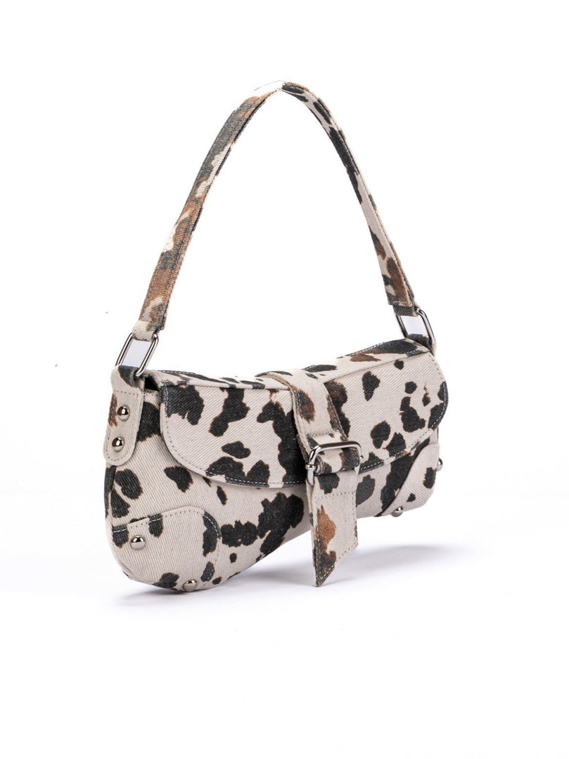 Cow Print Asymmetric Shoulder Bag Women N6C310