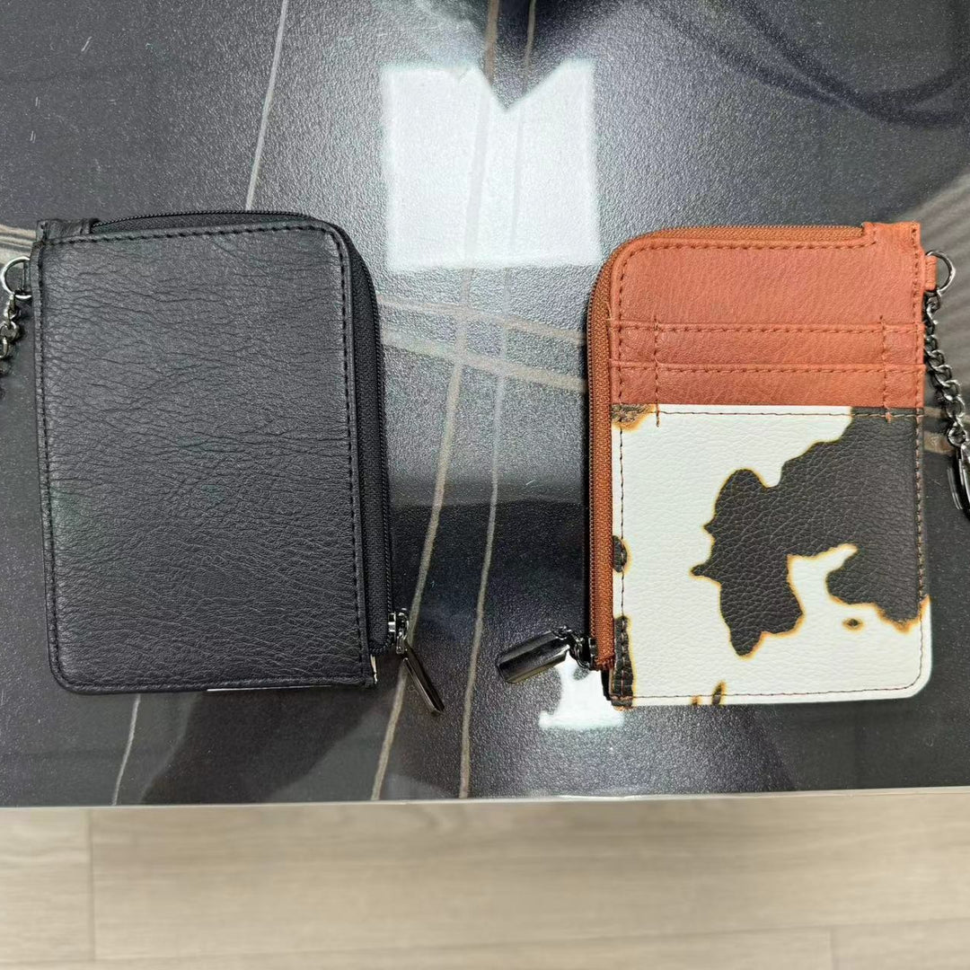 Retro Cow Card Holder Wallet PU Slim Minimalist N6G054