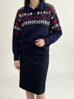 Load image into Gallery viewer, Fair Isle Polo Half Zip Knit Sweater Women Commuter N6H283