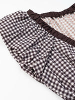 Load image into Gallery viewer, Gingham Balloon Sleeve Bow Tie Blouse Women N6C276