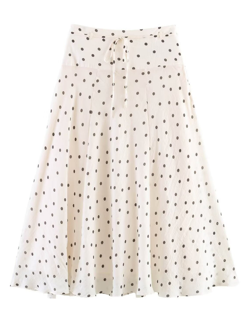 Polka Dot Sleeveless Top and A-Line Skirt Set N6E170