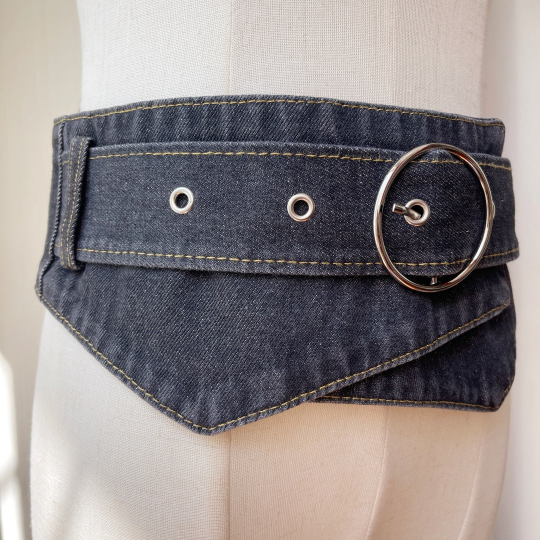 Wide Denim Waist Belt Women Corset Waist  N6H338