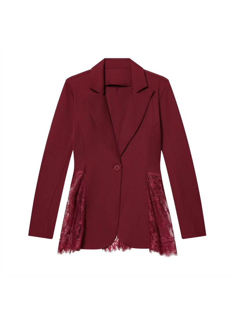 Lace Trim Slim Fit Blazer Women N6C118