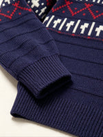 Load image into Gallery viewer, Fair Isle Polo Half Zip Knit Sweater Women Commuter N6H283