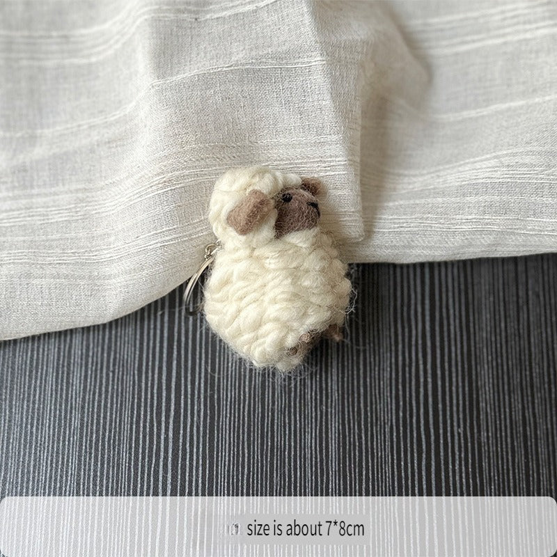 Handmade Felt Sheep Keychain Bag Charm Pendant N6G004