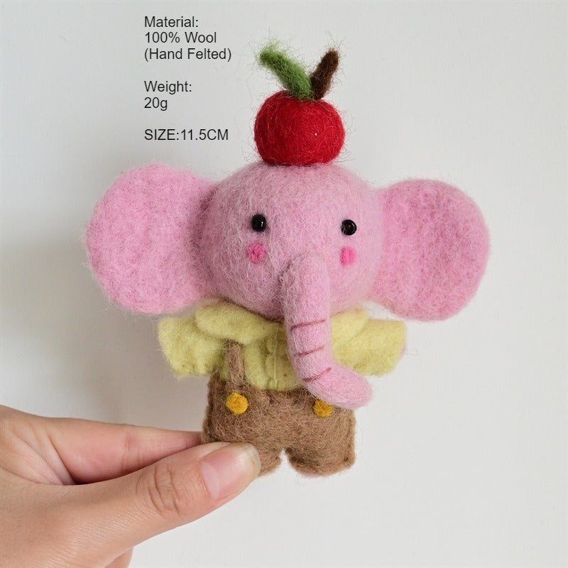 Handmade Wool Felt Bag Charm Cute Animal Ornament N6G032